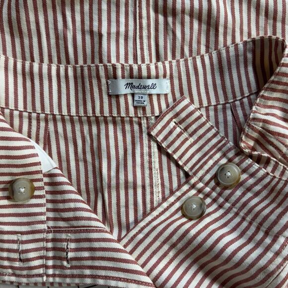 Madewell Clay Stripe Patio Button-Front Midi Skirt Women 10 - Picture 8 of 8